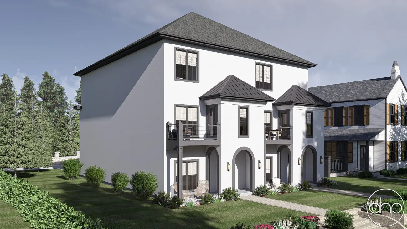 Modern Cottage Style Duplex House Plan | Boucher