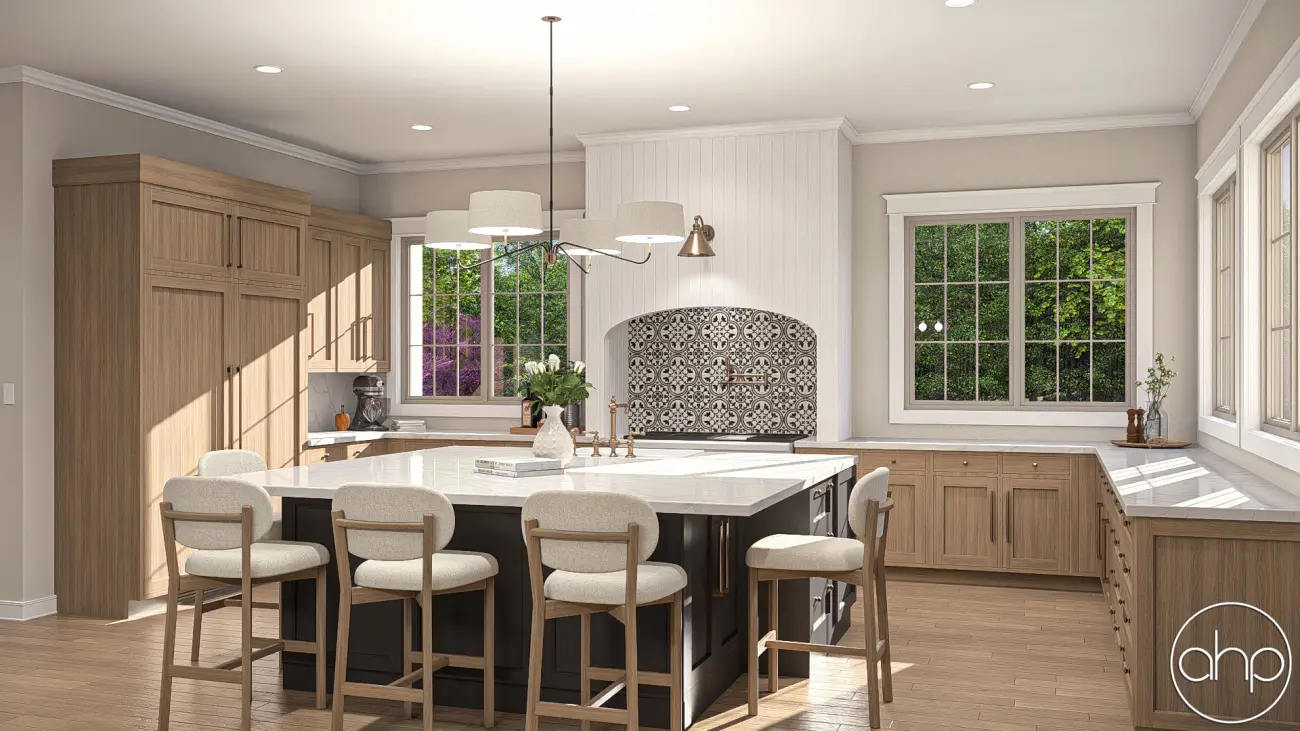 Buckingham house plan rendering: Kitchen · Modern Cottage · 3,854 sq ft