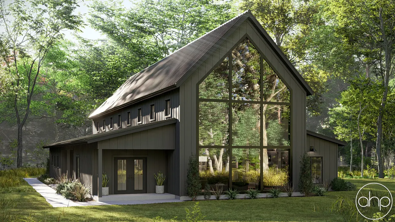 Bryson Hill house plan rendering: Exterior · Barndominium · 3,486 sq ft