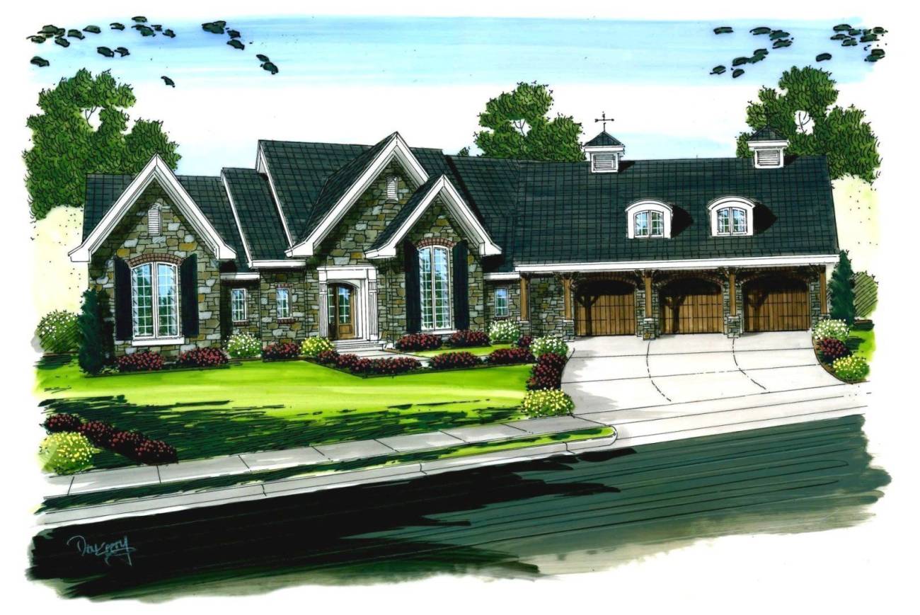 1 Story French Country House Plan | Stoneridge