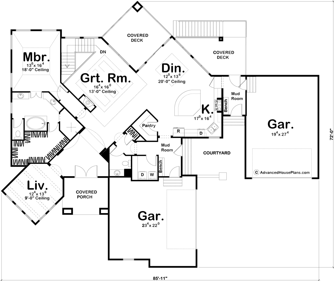 1 Story Modern Mountain House Plan | Hawthorne