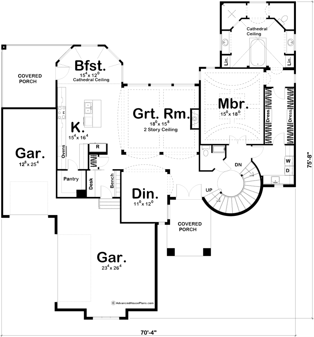 1.5 Story Mediterranean House Plan | Fairchild