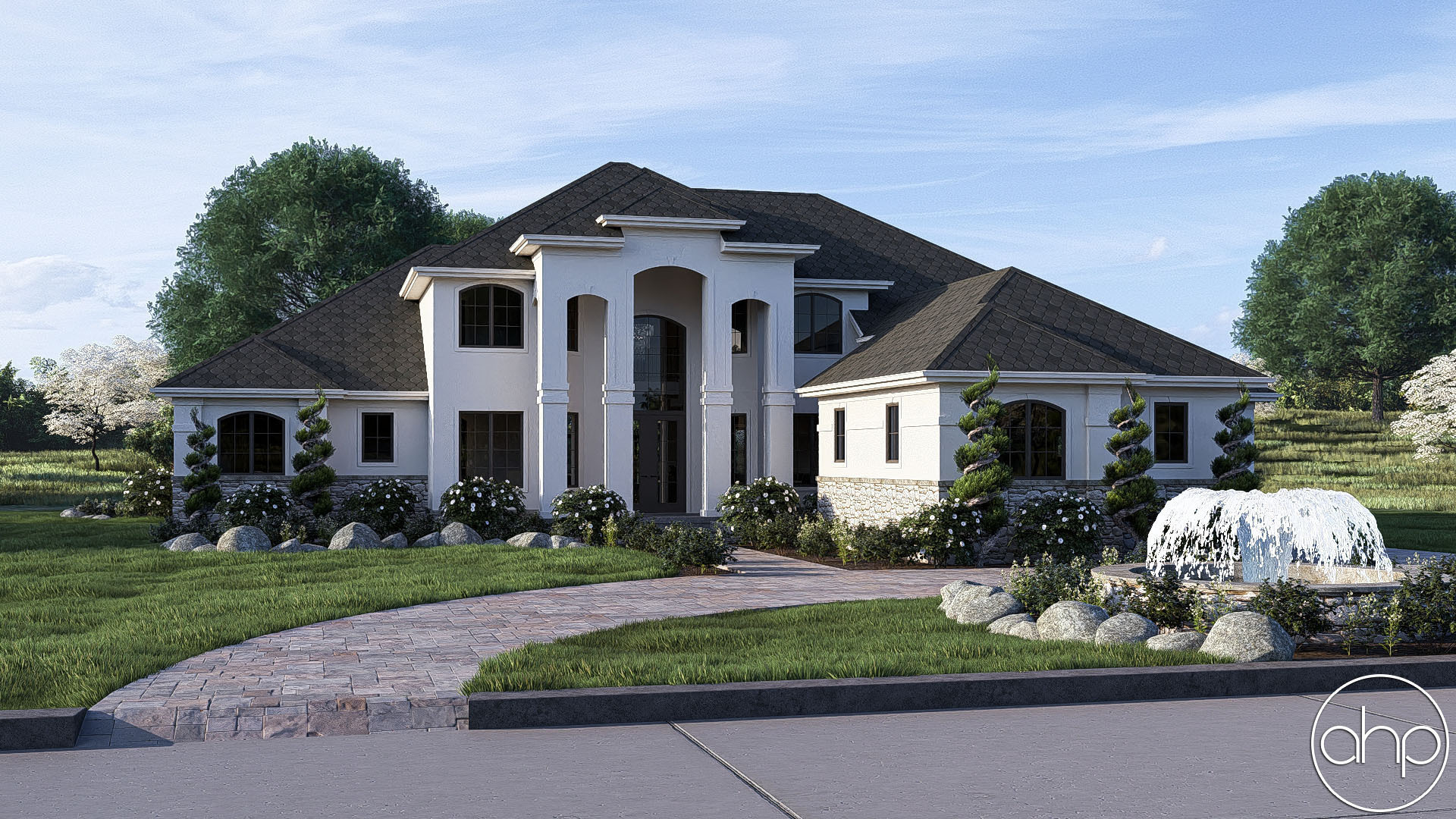 1.5 Story Mediterranean House Plan | Collamore