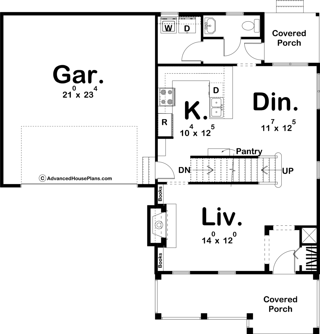 1 Story Traditional House Plan | Gordon