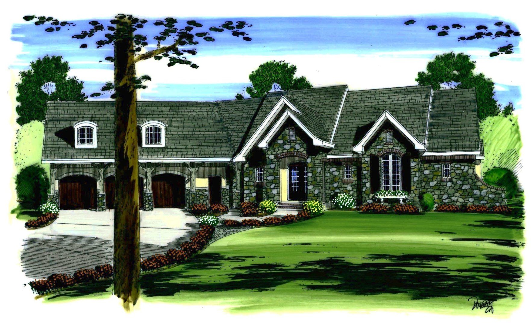 1.5 Story Traditional House Plan | Dupont Chateau