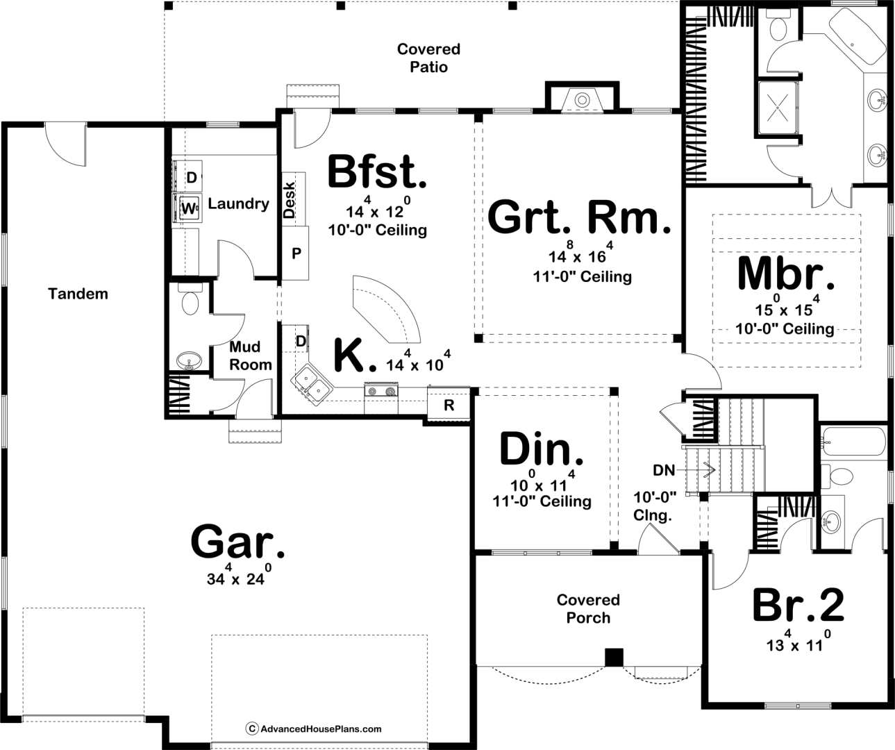 1 Story Traditional House Plan | Larkin