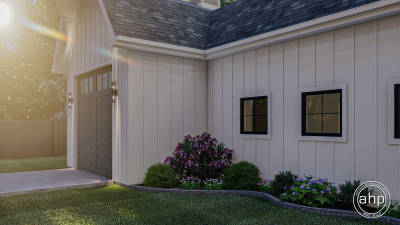 2 Car Drive Through Farmhouse Style Garage Plan with Oversized Garage Doors | Blanco