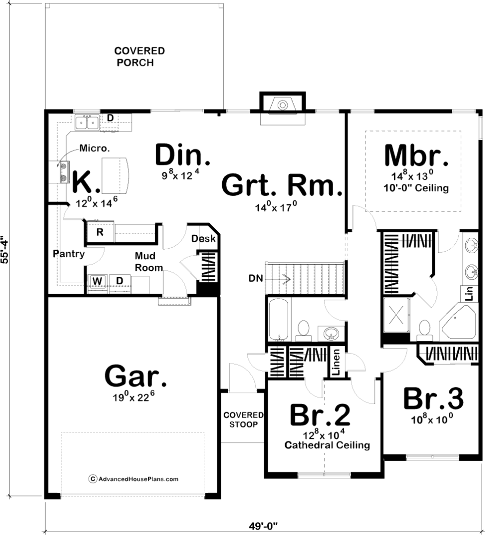 1 Story Traditional House Plan | Hadley