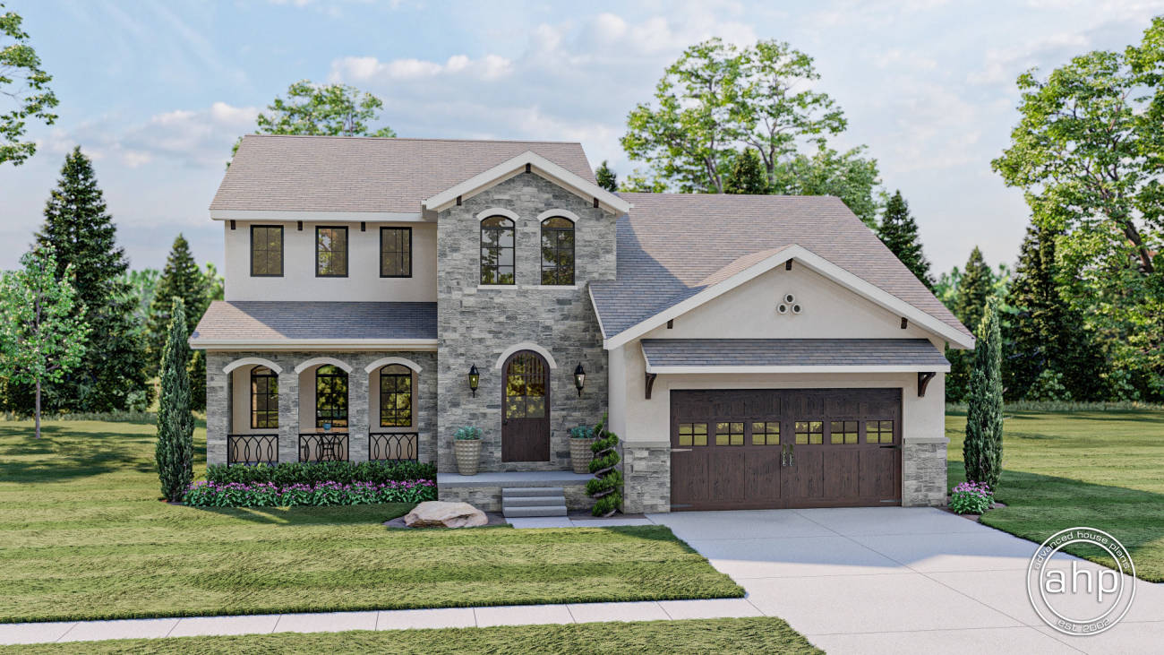 1.5 Story Mediterranean House Plan | Primrose