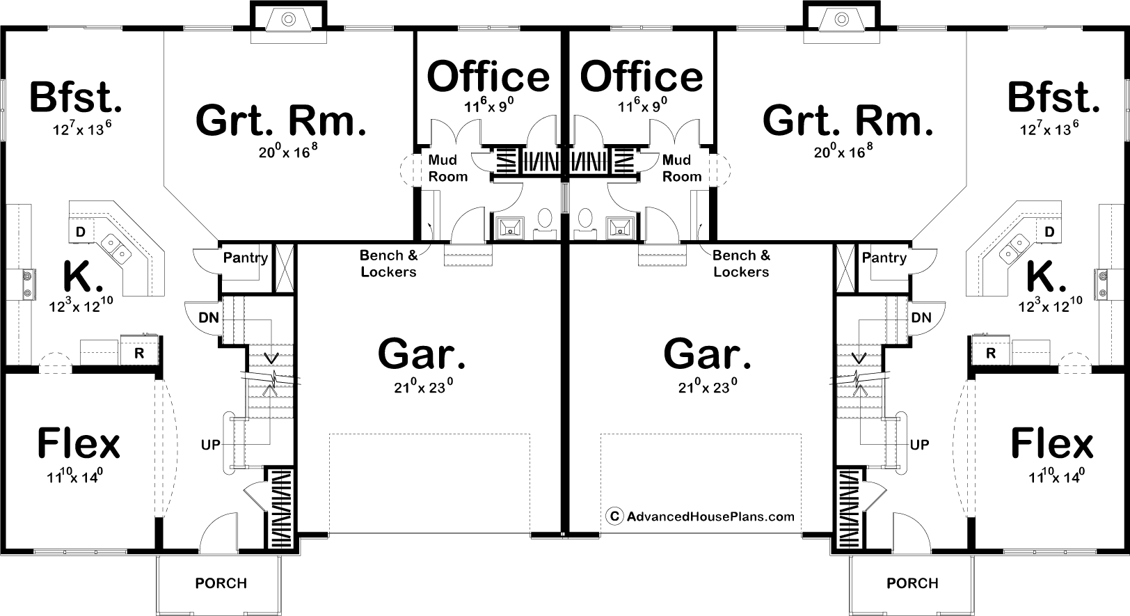 2 Story Multi-Family French Country House Plan | Clement