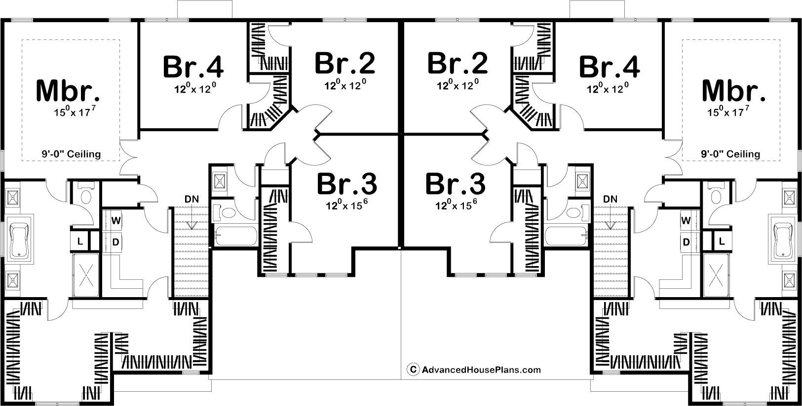 2 Story Multi-Family French Country House Plan | Clement