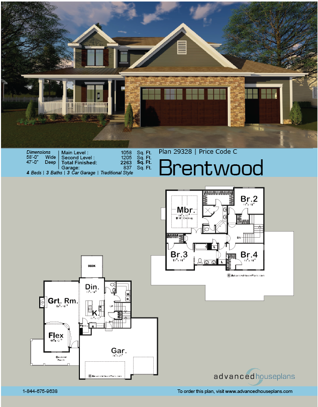 2 Story Traditional House Plan | Brentwood 2 Story Traditional House Plan | Brentwood