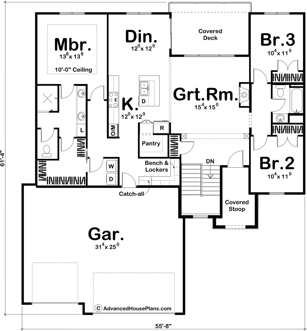 1 Story Mediterranean House Plan | Cleveland