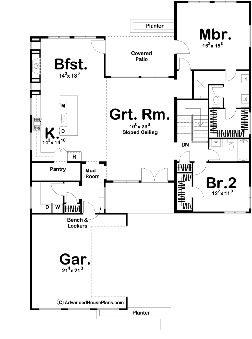 1 Story Modern House Plan | Valley Creek