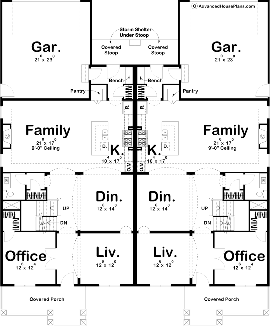 Two Story Multifamily Craftsman House Plan | Arbor Gate