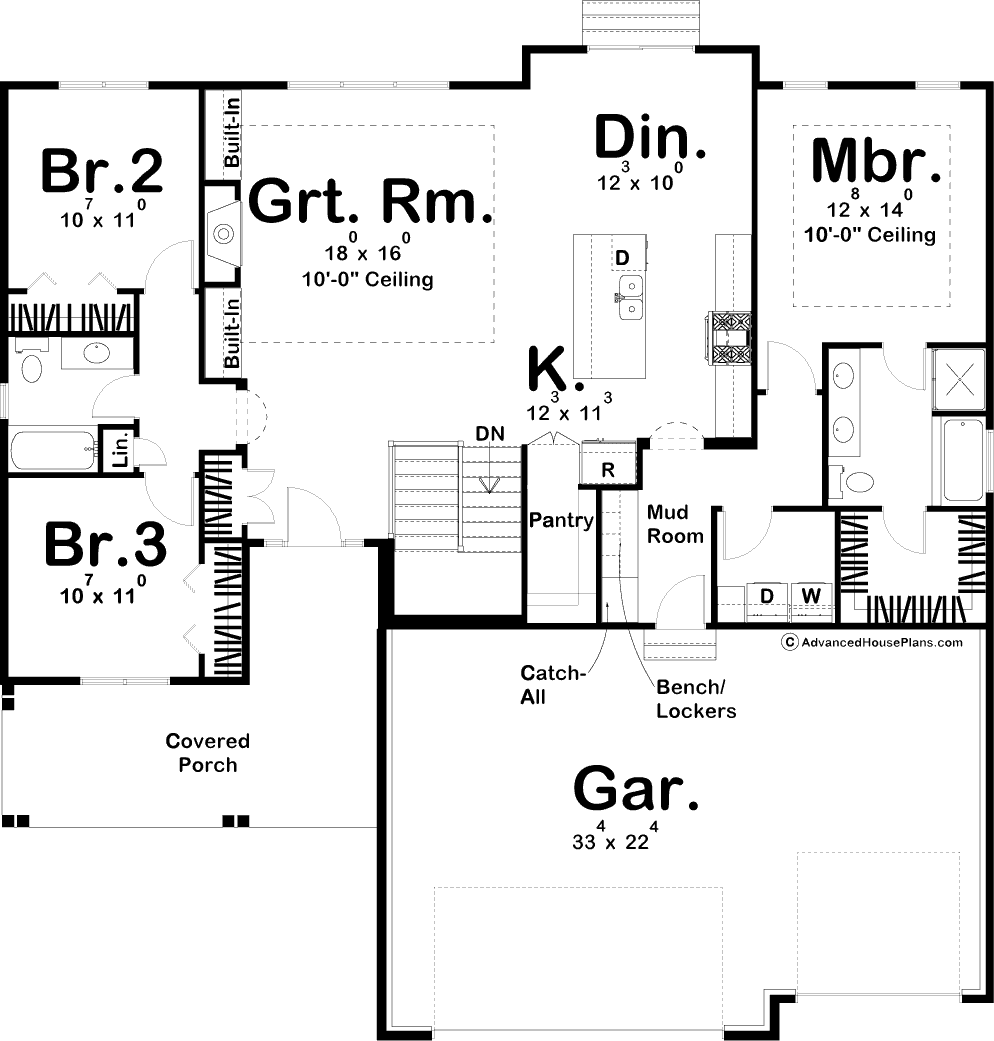 1 Story Modern Cottage Ranch Plan | Brenna