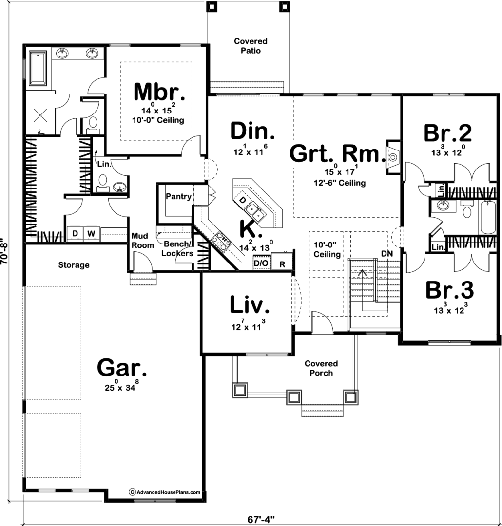 1 Story Traditional House Plan | Stafford