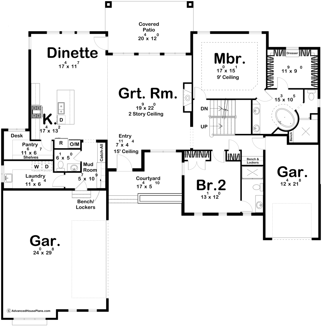 1.5 Story Craftsman House Plan | White Rock
