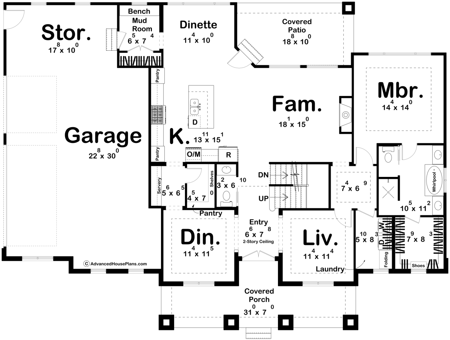 1.5 Story Coastal Cottage House Plan