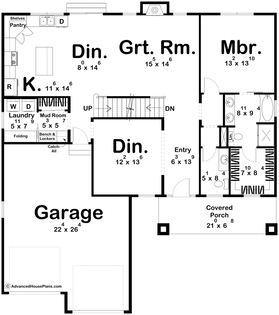 1.5 Story Craftsman House Plan | Simpson