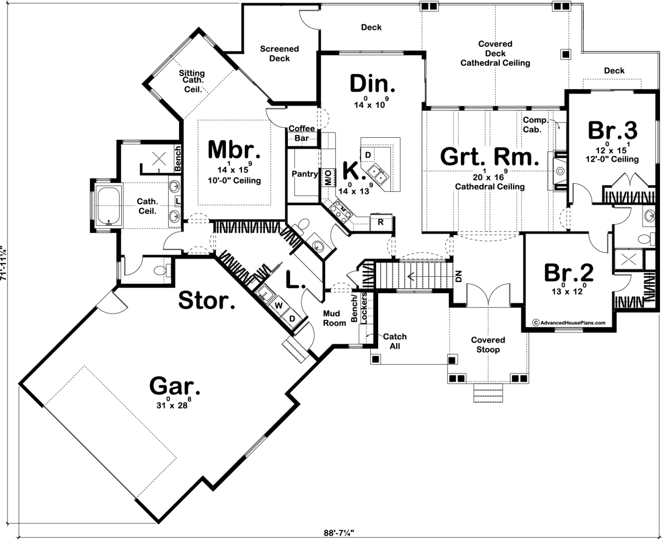 1 Story Craftsman House Plan | Manchester