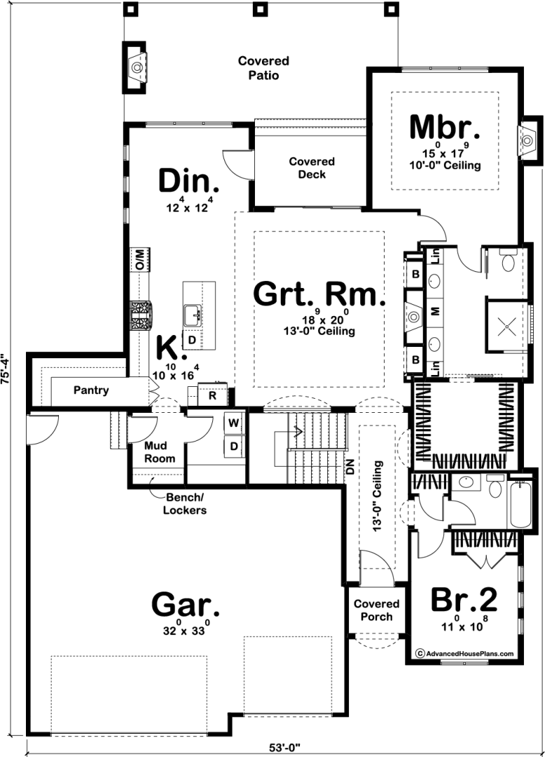 1 Story Mediterranean House Plan | Pacific Dunes