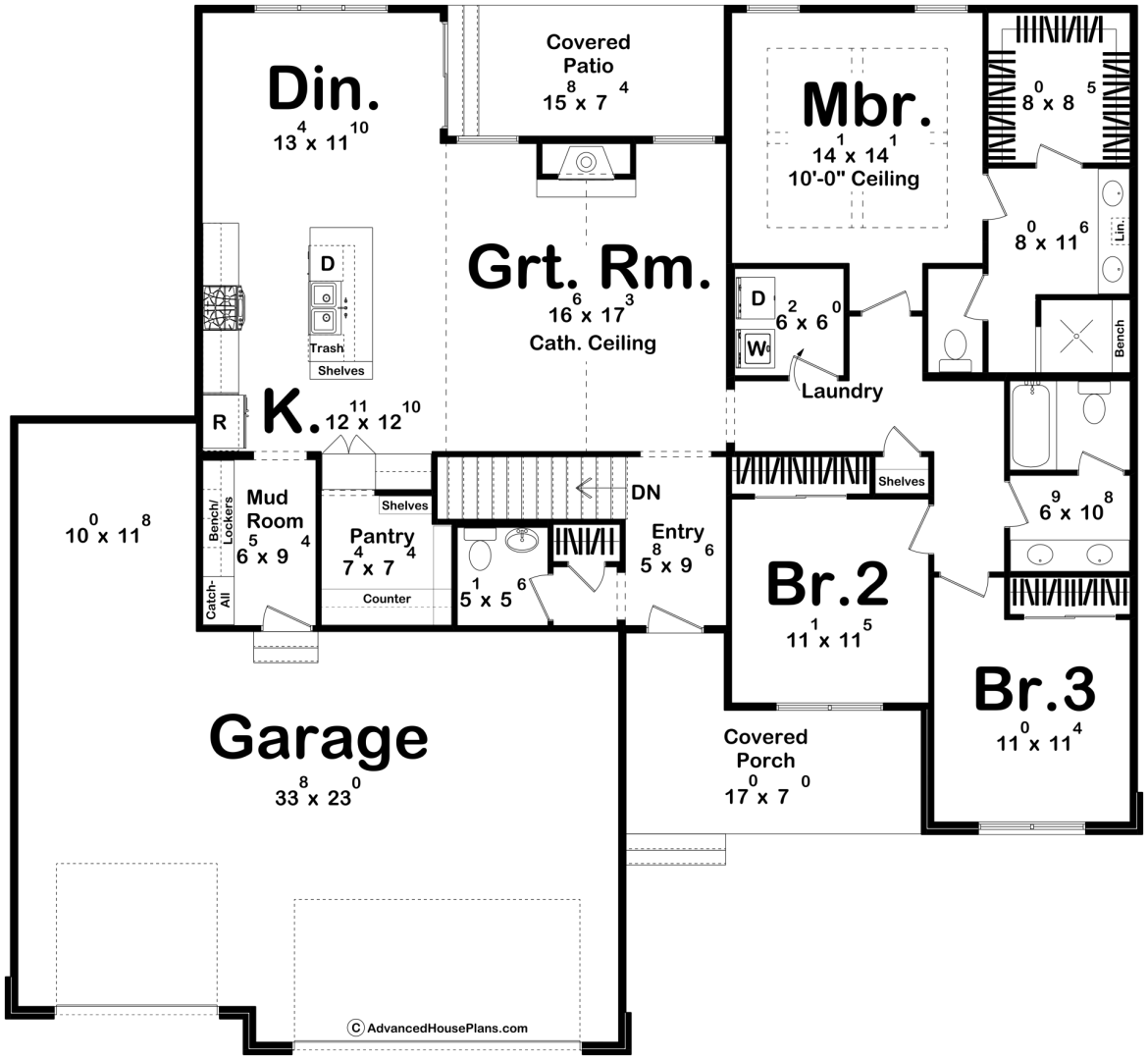 1 Story Modern Farmhouse Plan | Caroline