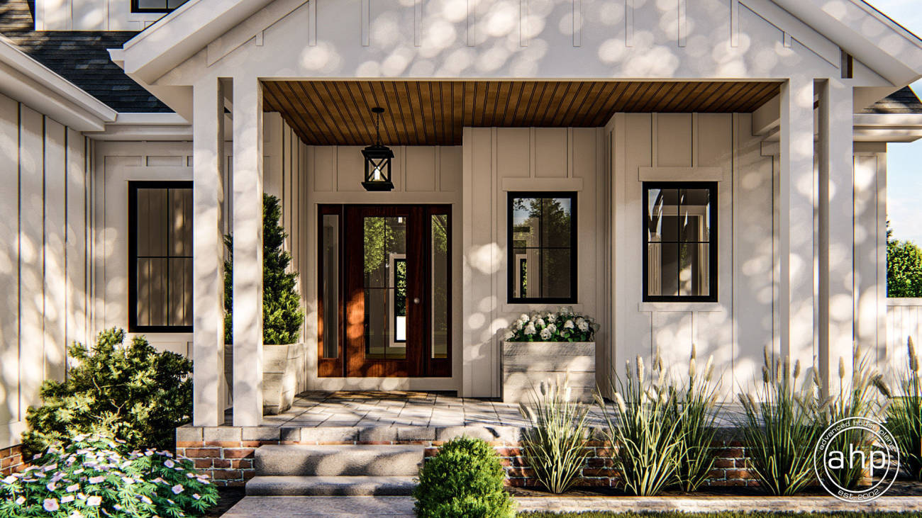 1.5 Story Modern Farmhouse Plan | Hutchins, image size:1300x731