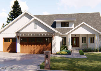 1.5 Story Modern Farmhouse Plan | Hutchins