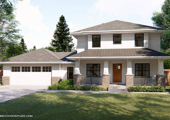 2 Story Prairie Style House Plan | Dakota