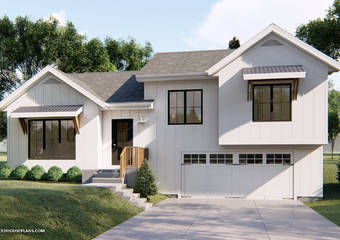 Split Level Modern Farmhouse House Plan | Creighton