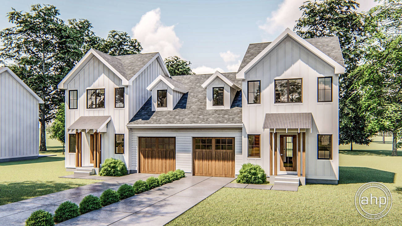 Modern Farmhouse Multi-Family House Plan | Whitaker