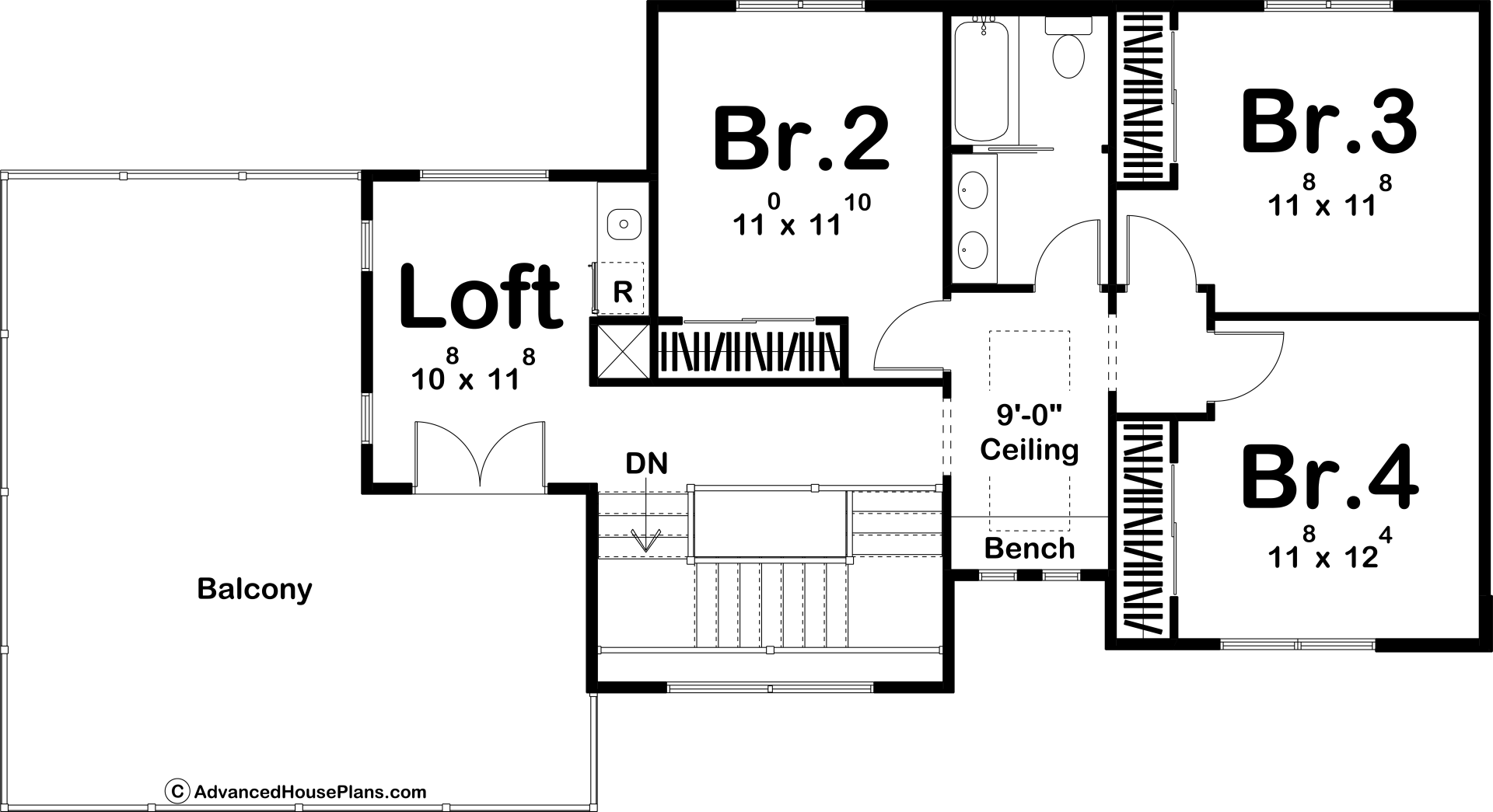 4 Bedroom 1.5 Story Modern Prairie House Plan with Party Deck over Garage | Summit