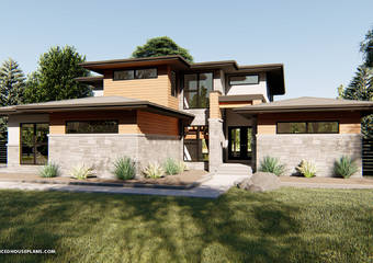 1.5 Story Modern Prairie House Plan | Forest Glen