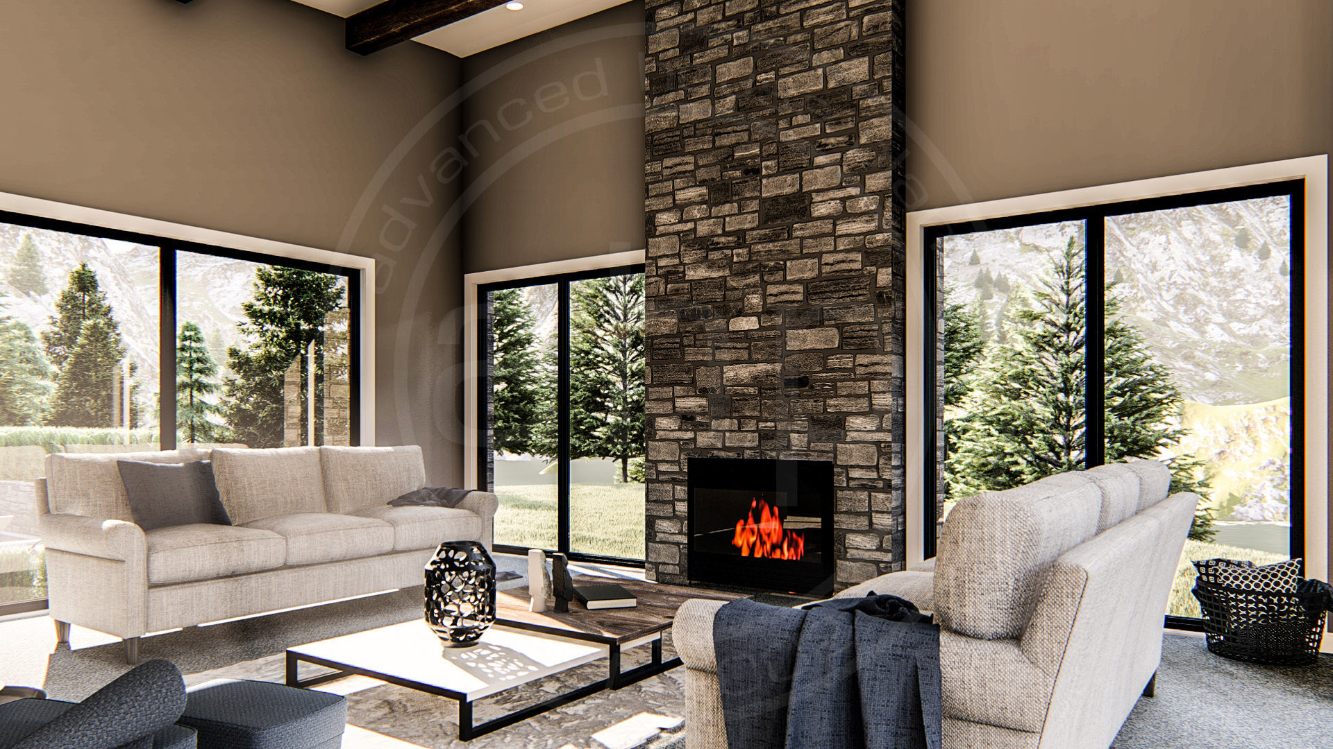 1 Story Modern Mountain House Plan | Long Beach