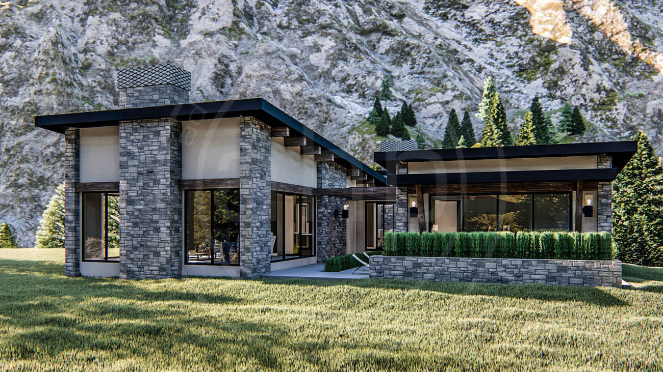 One Story Homes Modern Mountain House Plan 55126 One Story Style