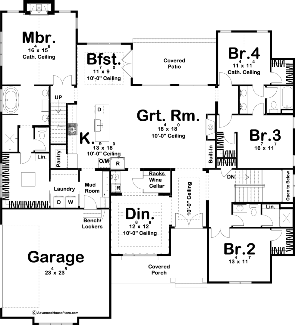 1 Story Modern Farmhouse Style House Plan | Hidden Valley