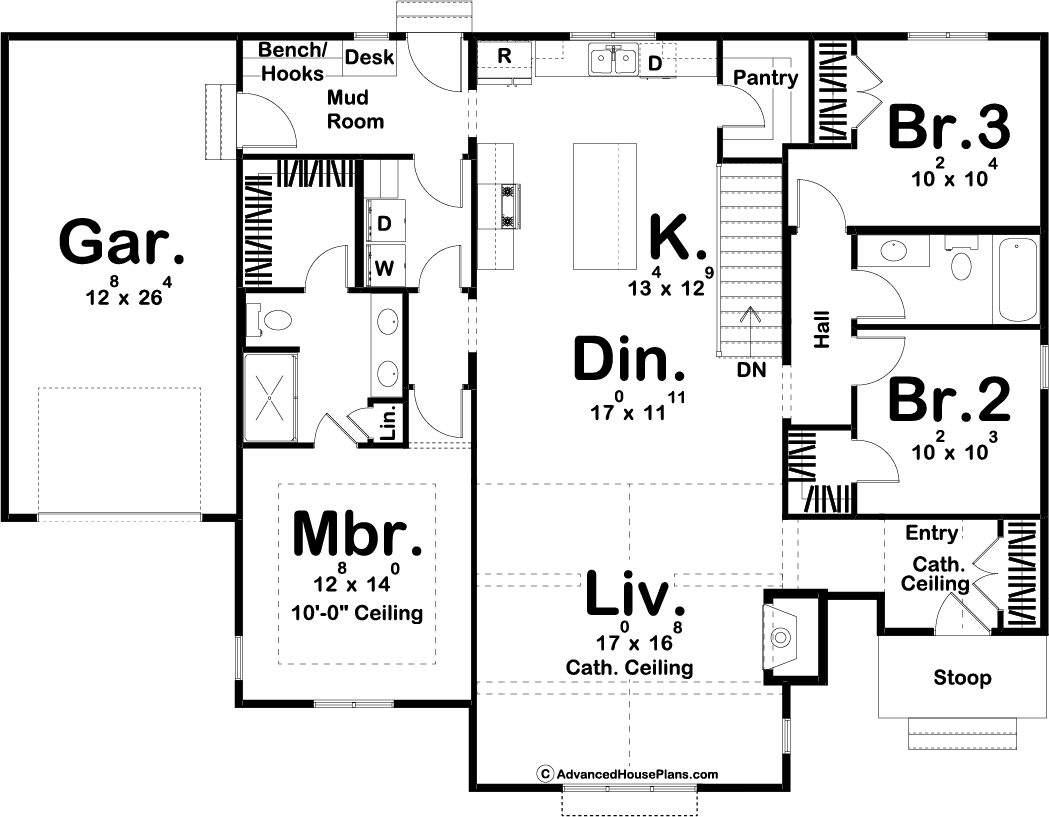 1 Story Modern Cottage Style House Plan | Kimball