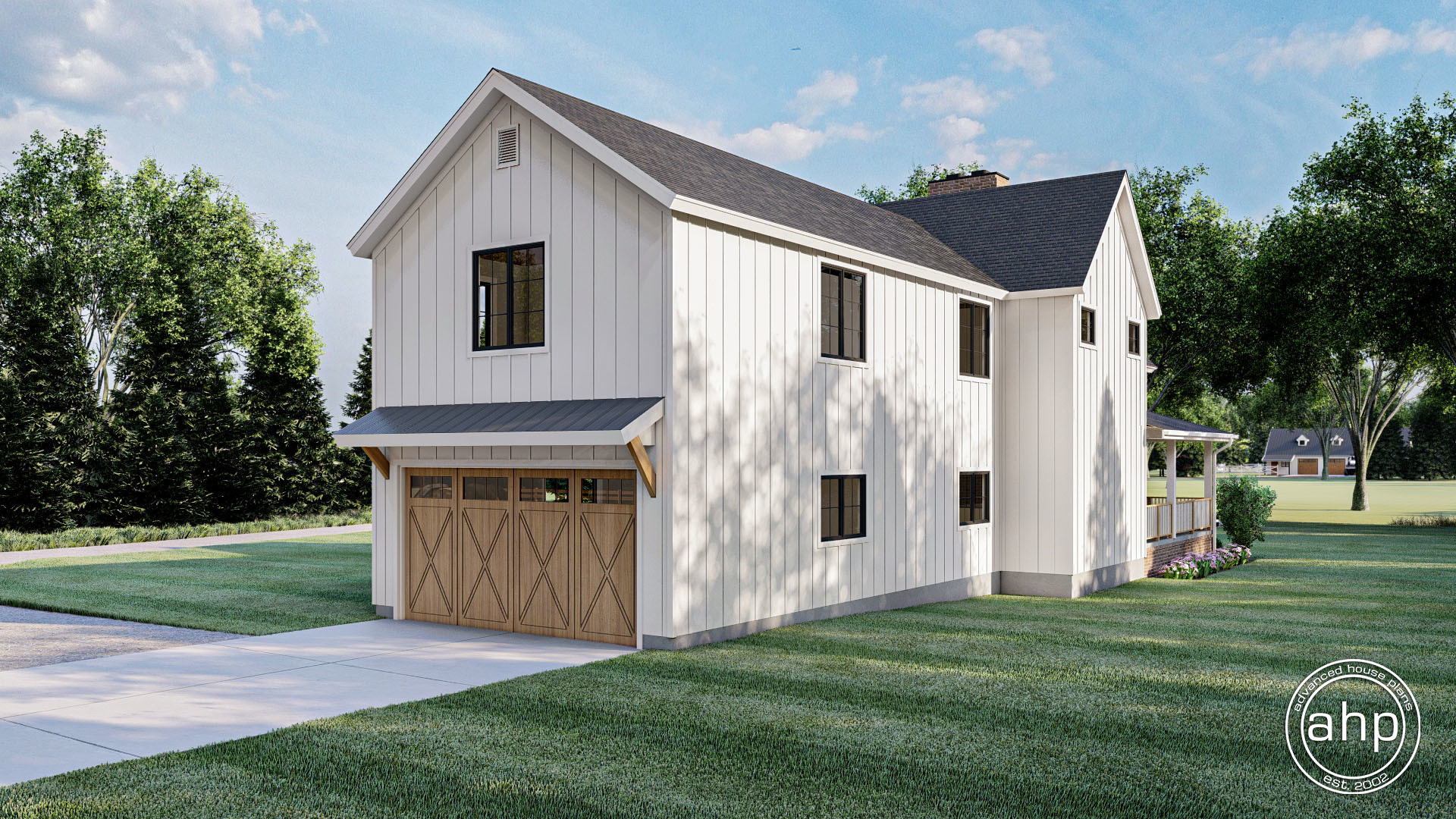 2 Story Narrow Modern Farmhouse Plan | Birch Hollow