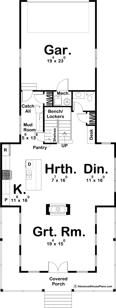 2 Story Narrow Modern Farmhouse Plan | Birch Hollow