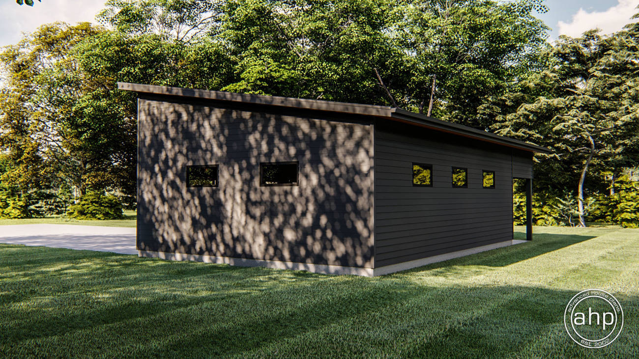 Contemporary 3 Car Garage with Carport and Glass Garage doors| Cassidy