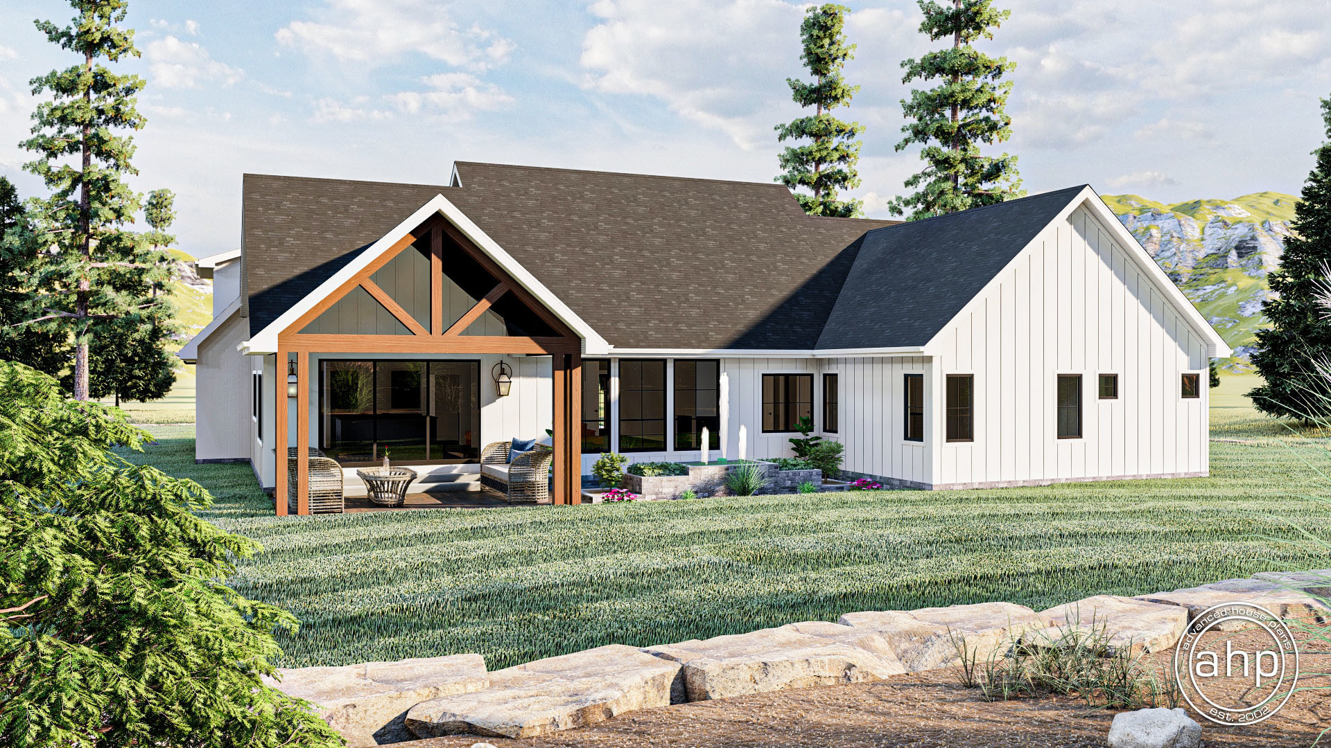 1 Story Modern Farmhouse Style House Plan | Cunningham