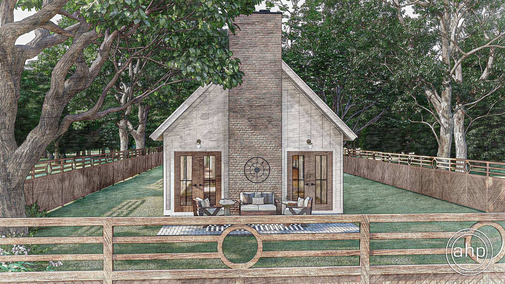 1 Story Narrow Modern Farmhouse Plan | Buckhead Ridge