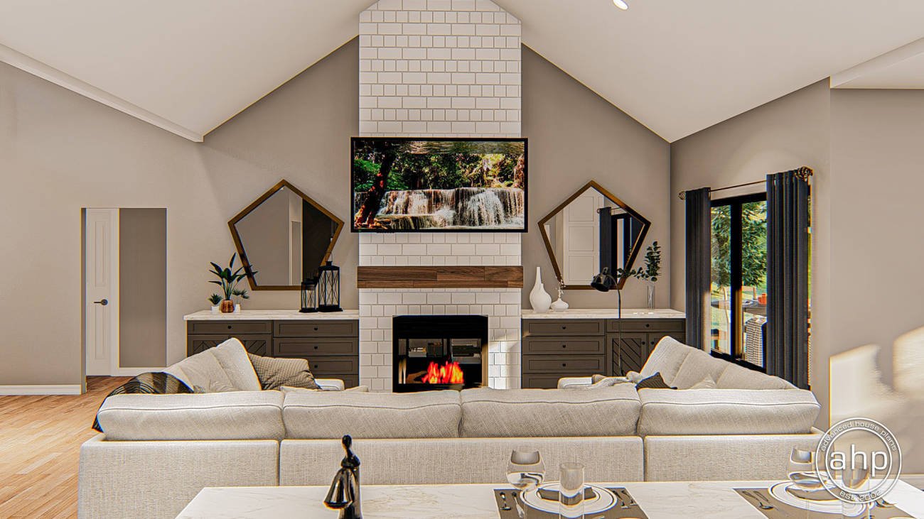 3 Bedroom 1 Story Modern Farmhouse Style House Plan with Loft | Sutton Farm, image size:1300x731