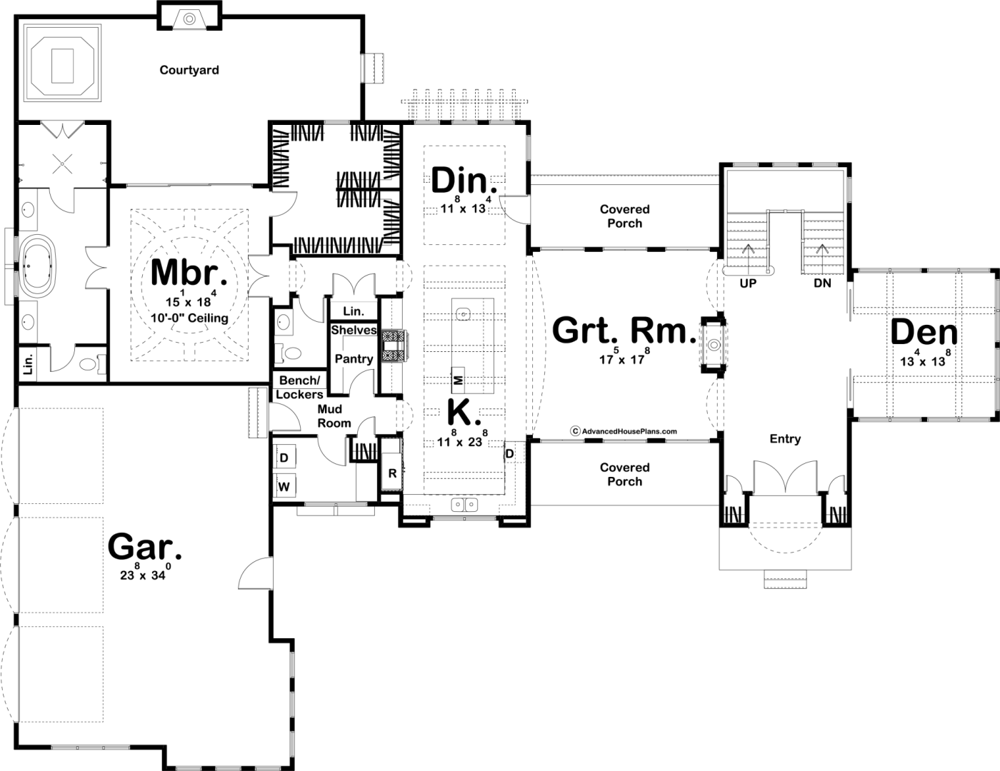 1.5 Story Mediterranean Style House Plan | Catarina