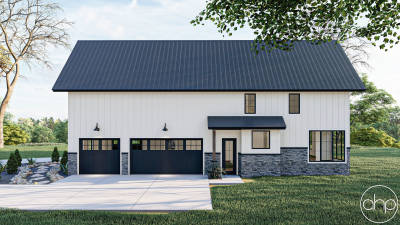 1.5 Story Modern Mountain Barndominium House Plan with 2 story Great Room and Bonus Room | Broken Bow