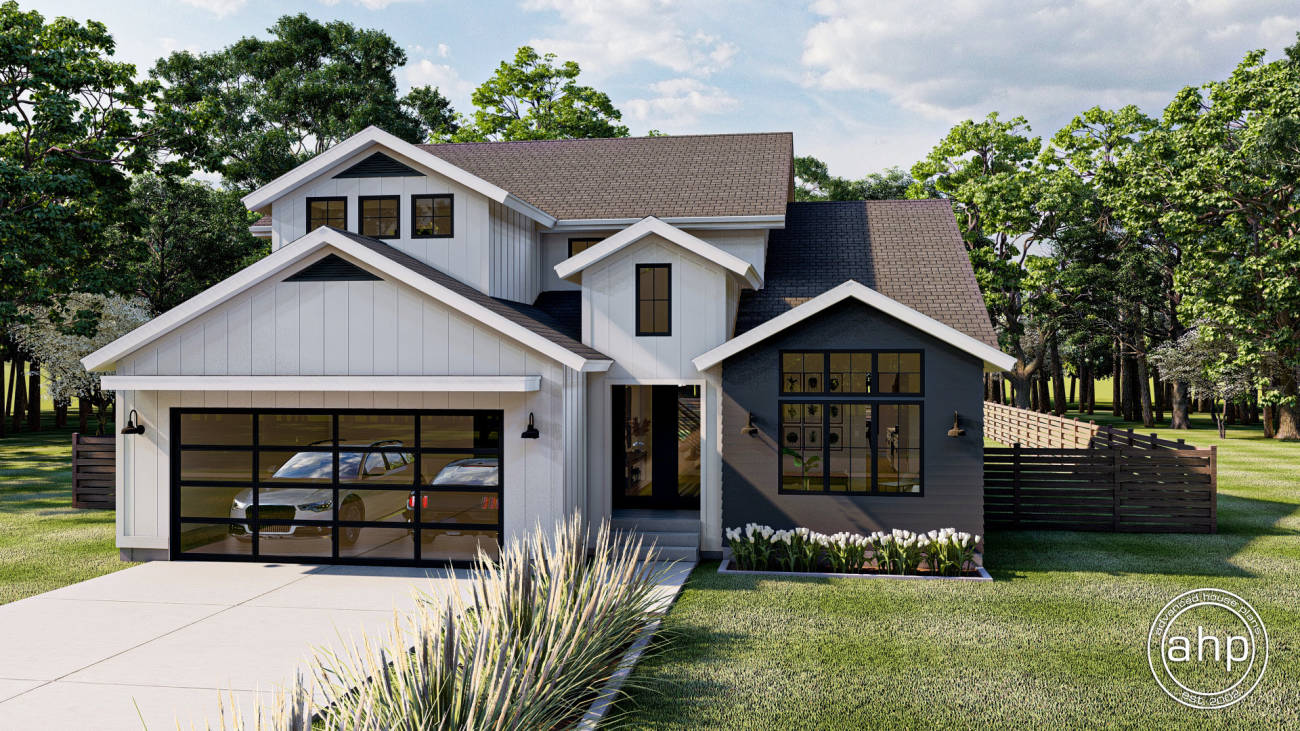 4 Bedroom 1.5 Story Modern Farmhouse Style Plan with Open floor plan and Loft | Stockton