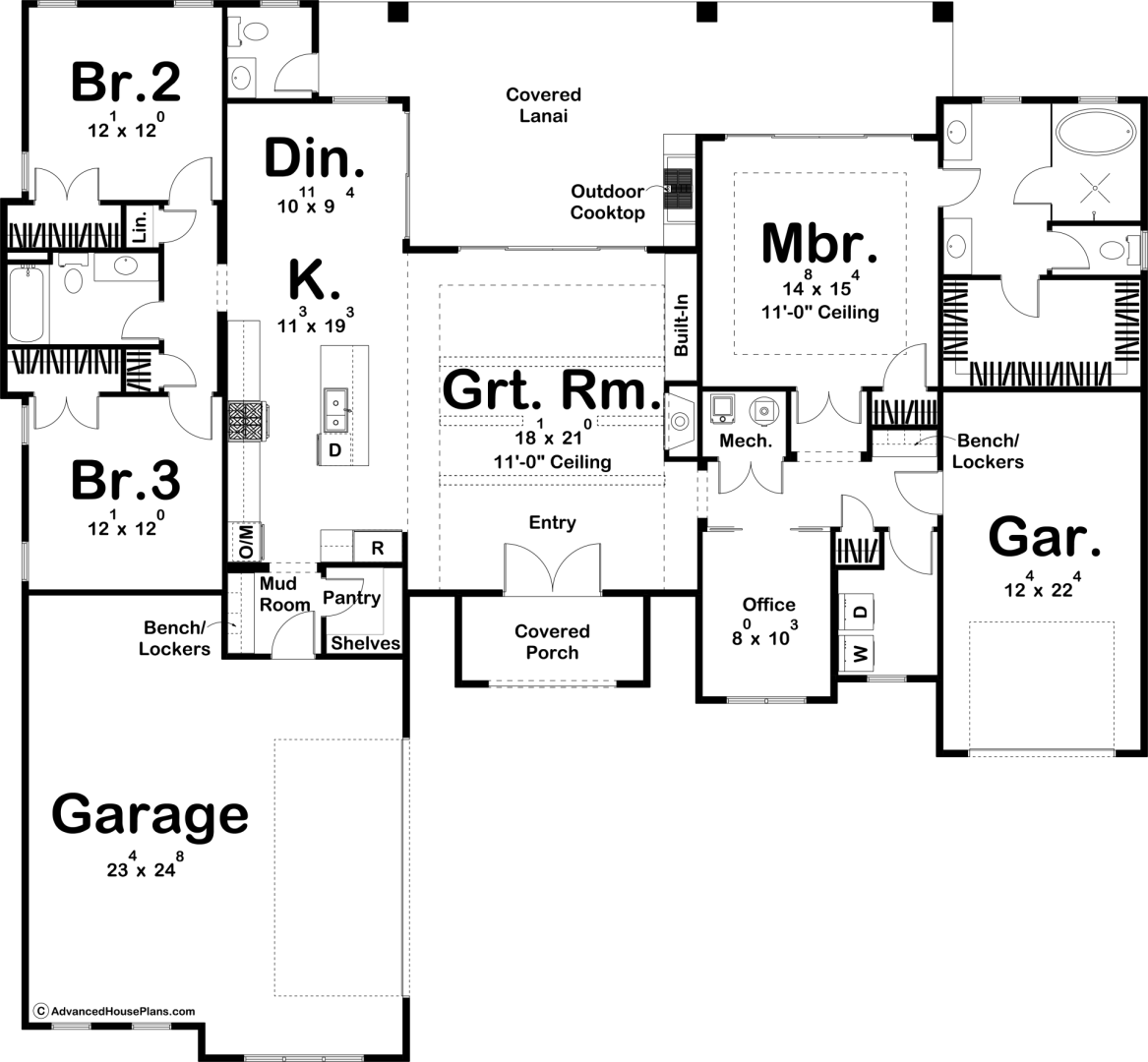 1 Story Mediterranean Style House Plan | Melbourne