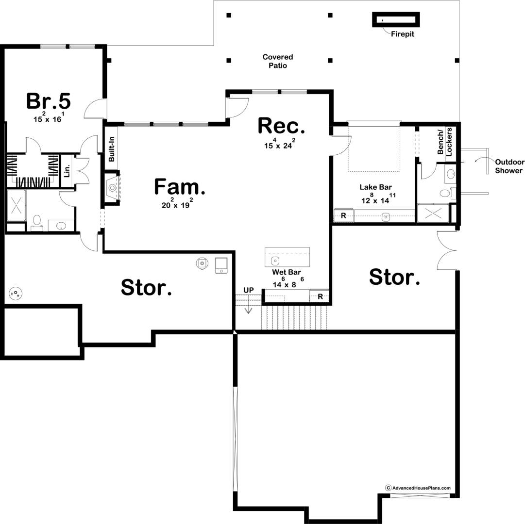 1 Story Lake House Plan | Bonneville Flats