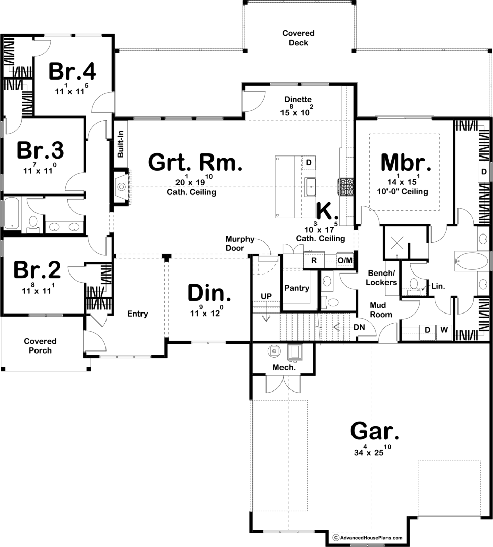 1 Story Lake House Plan | Bonneville Flats